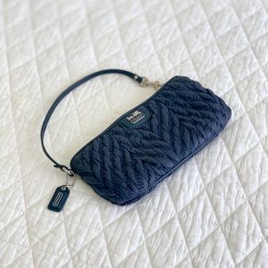 COACH navy leather wristlet
